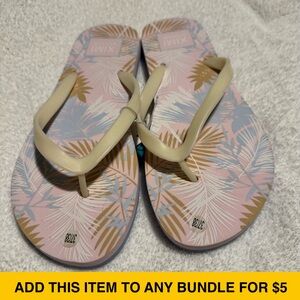 XimiVogue Tropical Leaf Pink Blue White Tan Flip Flop Casual Sandals